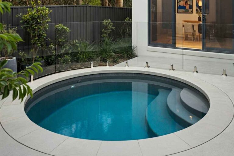 plunge pool with glass fence